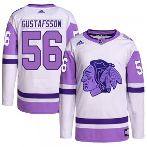 Youth Authentic Chicago Blackhawks Erik Gustafsson White/Purple Hockey Fights Cancer Primegreen Official Adidas Jersey