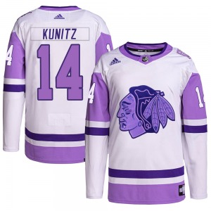 Youth Authentic Chicago Blackhawks Chris Kunitz White/Purple Hockey Fights Cancer Primegreen Official Adidas Jersey