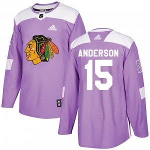 Youth Authentic Chicago Blackhawks Joey Anderson Purple Fights Cancer Practice Official Adidas Jersey
