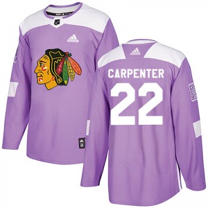 Youth Authentic Chicago Blackhawks Ryan Carpenter Purple Fights Cancer Practice Official Adidas Jersey