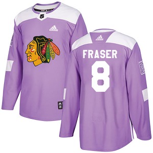 Youth Authentic Chicago Blackhawks Curt Fraser Purple Fights Cancer Practice Official Adidas Jersey