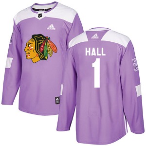Youth Authentic Chicago Blackhawks Glenn Hall Purple Fights Cancer Practice Official Adidas Jersey