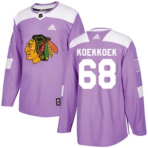 Youth Authentic Chicago Blackhawks Slater Koekkoek Purple Fights Cancer Practice Official Adidas Jersey