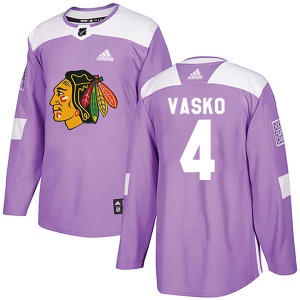 Youth Authentic Chicago Blackhawks Elmer Vasko Purple Fights Cancer Practice Official Adidas Jersey