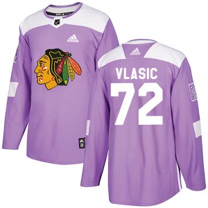Youth Authentic Chicago Blackhawks Alex Vlasic Purple Fights Cancer Practice Official Adidas Jersey