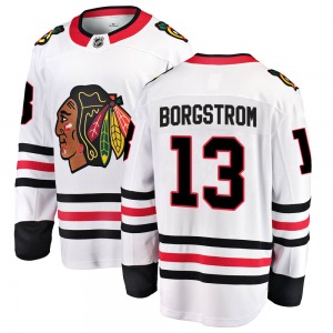 Adult Breakaway Chicago Blackhawks Henrik Borgstrom White Away Official Fanatics Branded Jersey