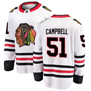 Adult Breakaway Chicago Blackhawks Brian Campbell White Away Official Fanatics Branded Jersey