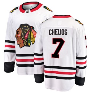 Adult Breakaway Chicago Blackhawks Chris Chelios White Away Official Fanatics Branded Jersey