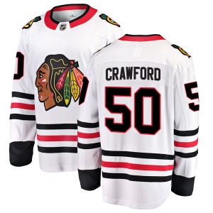 Adult Breakaway Chicago Blackhawks Corey Crawford White Away Official Fanatics Branded Jersey