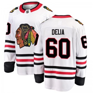 Adult Breakaway Chicago Blackhawks Collin Delia White Away Official Fanatics Branded Jersey