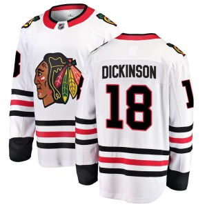 Adult Breakaway Chicago Blackhawks Jason Dickinson White Away Official Fanatics Branded Jersey
