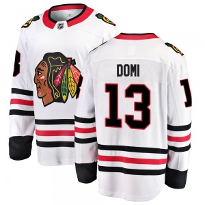 Adult Breakaway Chicago Blackhawks Max Domi White Away Official Fanatics Branded Jersey