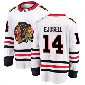 Adult Breakaway Chicago Blackhawks Victor Ejdsell White Away Official Fanatics Branded Jersey