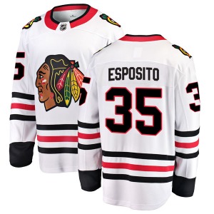 Adult Breakaway Chicago Blackhawks Tony Esposito White Away Official Fanatics Branded Jersey