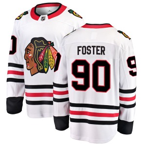 Adult Breakaway Chicago Blackhawks Scott Foster White Away Official Fanatics Branded Jersey