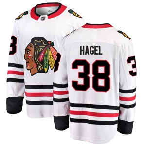 Adult Breakaway Chicago Blackhawks Brandon Hagel White Away Official Fanatics Branded Jersey