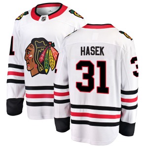 Adult Breakaway Chicago Blackhawks Dominik Hasek White Away Official Fanatics Branded Jersey