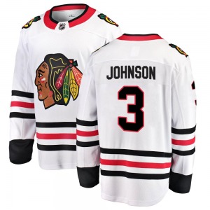 Adult Breakaway Chicago Blackhawks Jack Johnson White Away Official Fanatics Branded Jersey