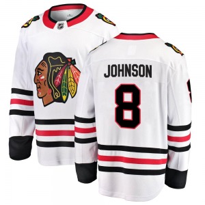 Adult Breakaway Chicago Blackhawks Jack Johnson White Away Official Fanatics Branded Jersey