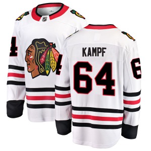 Adult Breakaway Chicago Blackhawks David Kampf White Away Official Fanatics Branded Jersey