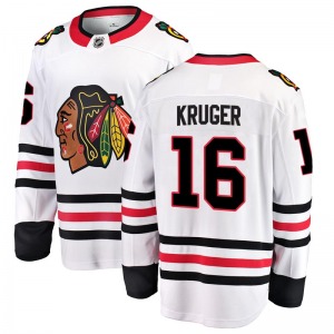 Adult Breakaway Chicago Blackhawks Marcus Kruger White Away Official Fanatics Branded Jersey