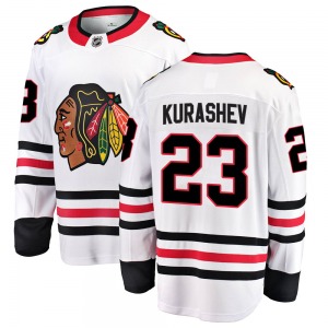 Adult Breakaway Chicago Blackhawks Philipp Kurashev White Away Official Fanatics Branded Jersey