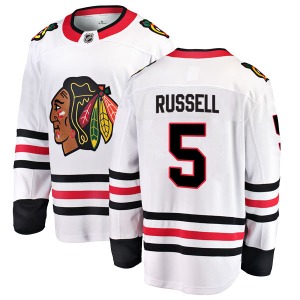 Adult Breakaway Chicago Blackhawks Phil Russell White Away Official Fanatics Branded Jersey