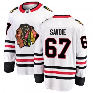 Adult Breakaway Chicago Blackhawks Samuel Savoie White Away Official Fanatics Branded Jersey