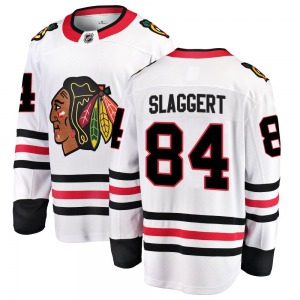 Adult Breakaway Chicago Blackhawks Landon Slaggert White Away Official Fanatics Branded Jersey