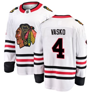 Adult Breakaway Chicago Blackhawks Elmer Vasko White Away Official Fanatics Branded Jersey