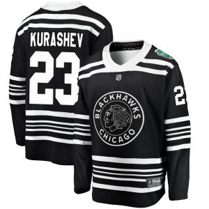 Adult Breakaway Chicago Blackhawks Philipp Kurashev Black 2019 Winter Classic Official Fanatics Branded Jersey