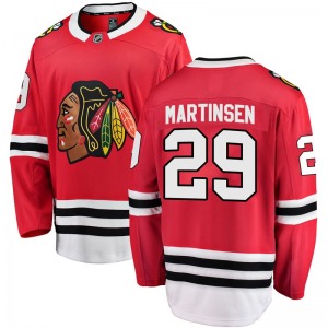 Youth Breakaway Chicago Blackhawks Andreas Martinsen Red Home Official Fanatics Branded Jersey