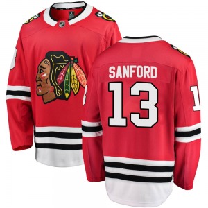 Youth Breakaway Chicago Blackhawks Zach Sanford Red Home Official Fanatics Branded Jersey
