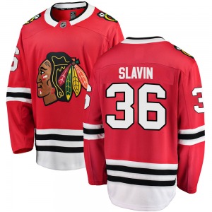 Youth Breakaway Chicago Blackhawks Josiah Slavin Red Home Official Fanatics Branded Jersey