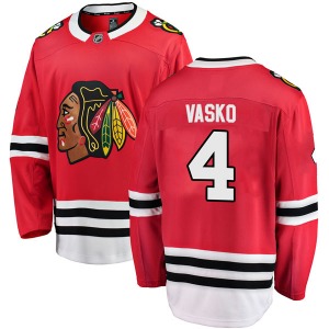 Youth Breakaway Chicago Blackhawks Elmer Vasko Red Home Official Fanatics Branded Jersey