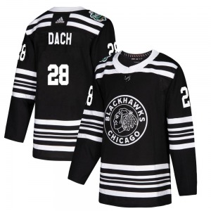 Adult Authentic Chicago Blackhawks Colton Dach Black 2019 Winter Classic Official Adidas Jersey