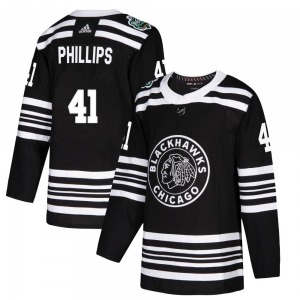 Adult Authentic Chicago Blackhawks Isaak Phillips Black 2019 Winter Classic Official Adidas Jersey
