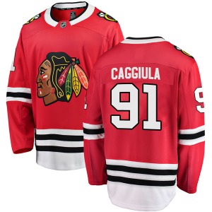 Adult Breakaway Chicago Blackhawks Drake Caggiula Red Home Official Fanatics Branded Jersey