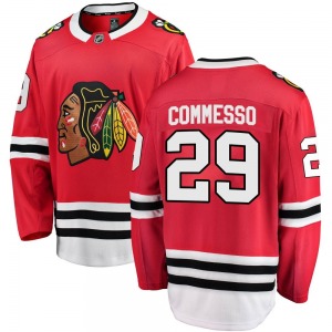 Adult Breakaway Chicago Blackhawks Drew Commesso Red Home Official Fanatics Branded Jersey