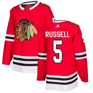 Adult Authentic Chicago Blackhawks Phil Russell Red Home Official Adidas Jersey