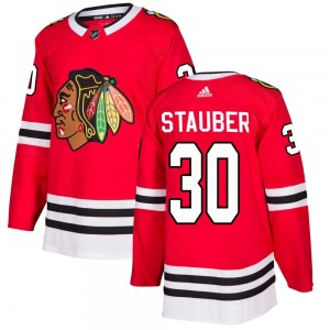 Adult Authentic Chicago Blackhawks Jaxson Stauber Red Home Official Adidas Jersey