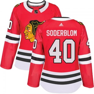 Women's Authentic Chicago Blackhawks Arvid Soderblom Red Home Official Adidas Jersey