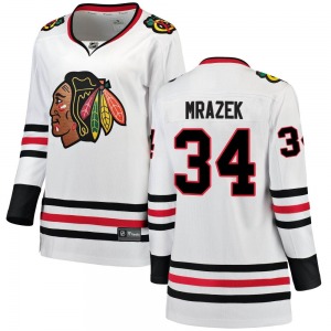 Women's Breakaway Chicago Blackhawks Petr Mrazek White Away Official Fanatics Branded Jersey