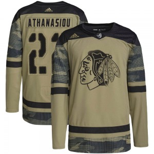 Youth Authentic Chicago Blackhawks Andreas Athanasiou Camo Military Appreciation Practice Official Adidas Jersey