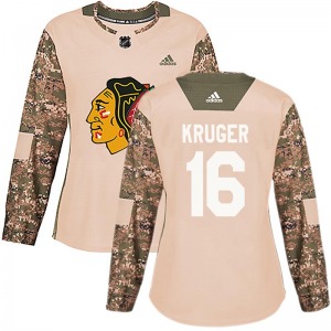 Women's Authentic Chicago Blackhawks Marcus Kruger Camo Veterans Day Practice Official Adidas Jersey