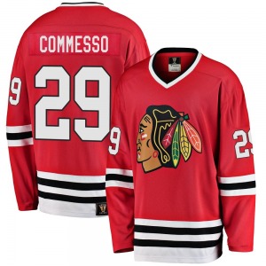 Youth Premier Chicago Blackhawks Drew Commesso Red Breakaway Heritage Official Fanatics Branded Jersey