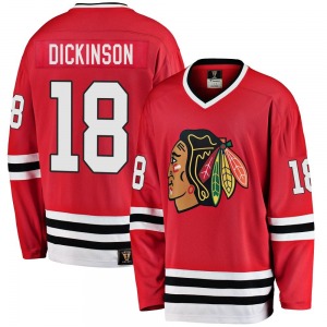 Youth Premier Chicago Blackhawks Jason Dickinson Red Breakaway Heritage Official Fanatics Branded Jersey
