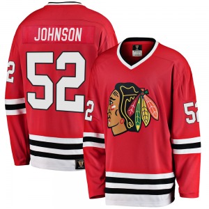 Youth Premier Chicago Blackhawks Reese Johnson Red Breakaway Heritage Official Fanatics Branded Jersey