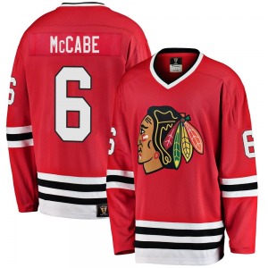 Youth Premier Chicago Blackhawks Jake McCabe Red Breakaway Heritage Official Fanatics Branded Jersey