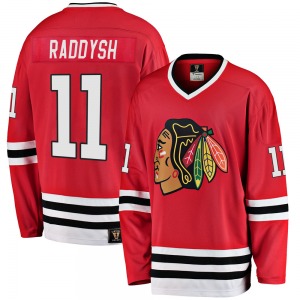 Youth Premier Chicago Blackhawks Taylor Raddysh Red Breakaway Heritage Official Fanatics Branded Jersey